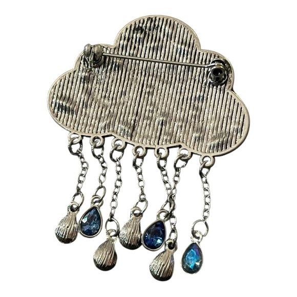 Elegant Blue and Silver Cloud Brooch - Picture 5 of 5